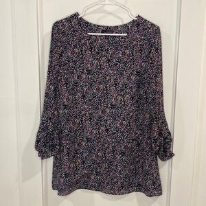 THE LIMITED tunic spotted cross cross front blouse